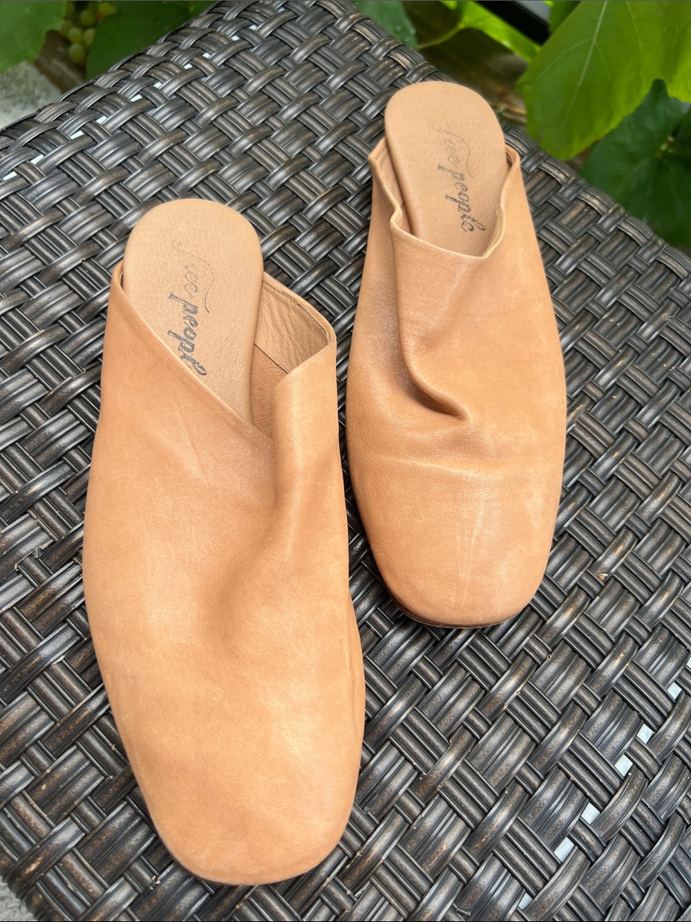 Free People Camel/Tan Leather Slip-On Mules-US size 6